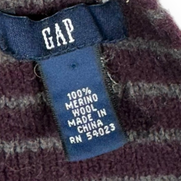 Gap 100% Merino Wool Casual Stripe Unisex Scarf, Eggplant/Grey Stripe, OS - Picture 5 of 12
